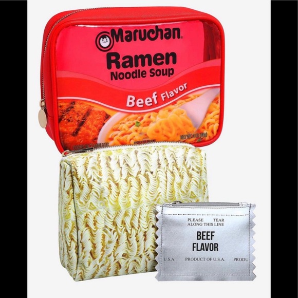 Boxlunch Handbags - Maruchan Beef Ramen Noodle Soup 3pc Cosmetic Bag Set
